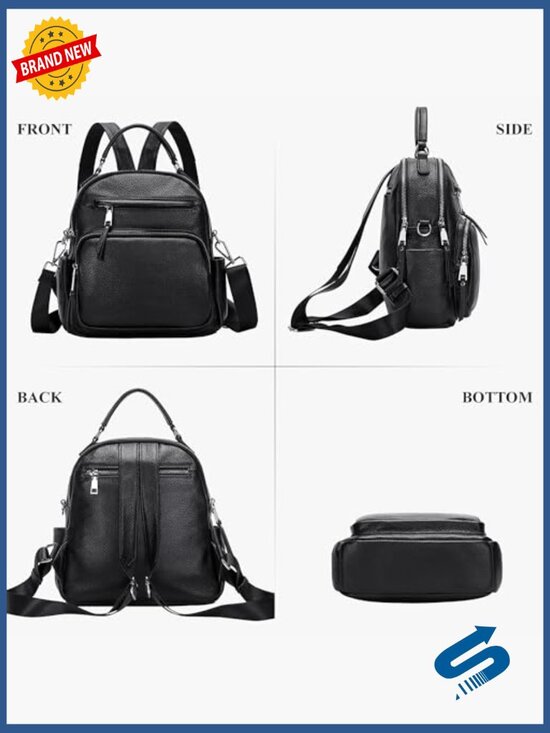 Genuine Leather Convertible Backpack Handbag 4-in-1 Crossbody Shoulder Bag main image 6